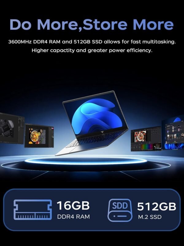 2025 Laptop, Laptop Computer with Intel Quad-Core Processor(Up to 3.6GHz), 16GB DDR4 512GB SSD Windows 11 Laptop, 16.0" IPS 1080P, USB3.2, Long Battery Life