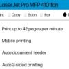 HP LaserJet Pro MFP 4101fdn Printer, Print, scan, copy, fax, Fast speeds, Easy setup, Mobile printing, Advanced security, Best for small teams, Ethernet/USB only