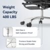Ergonomic Office Chair, 3-Level Tilt Backrest, 3D Headrest & Armrest and Retractable Footrest, Mesh Breathable SGS Class 4 Gas Clylinder, Dark Grey and Black