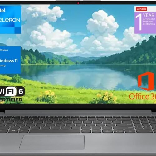Lenovo IdeaPad 1 Home Laptop, 15.6" FHD Display, Intel Celeron Dual Core Processor, 12GB RAM, 384GB Storage(128GB eMMC + 256GB PCIe), 1 Yr Office 365, Wi-Fi 6, W11H, Additional 1 Yr ADP