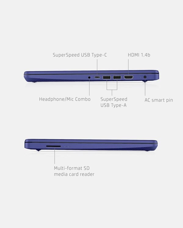 HP 14 Laptop, Intel Celeron N4020, 4 GB RAM, 64 GB Storage, 14-inch HD Touchscreen, Windows 11 Home, Thin & Portable, 4K Graphics, One Year of Microsoft 365 (14-dq0050nr, Indigo Blue)