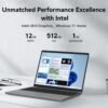 ApoloSign 15.6" Full HD Laptop, 12GB RAM, 512GB SSD, Expandable to 1TB, Intel N5095 Processor, Dual-Band WiFi, 178° Viewing Angle, Dual Speakers-Gray