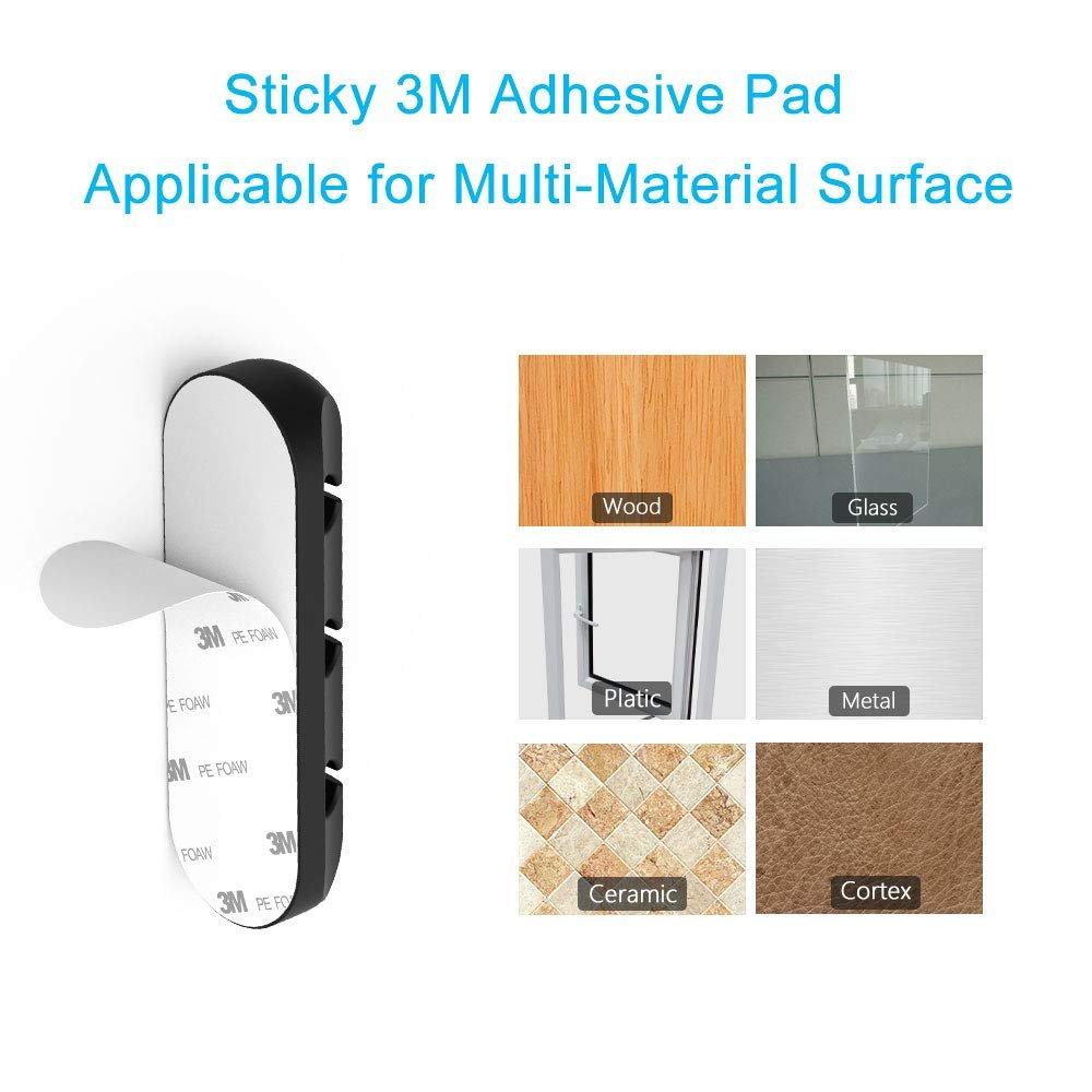 Cord Organizer, Cable Clips Cord Holder, Cable Management USB Cable Power Wire Cord Clips, 2 Packs Cable Organizers for Car Home and Office (5, 3 Slots) - Image 5