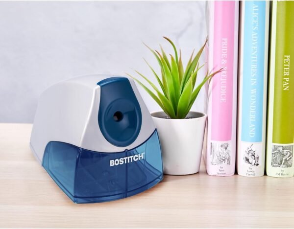 Bostitch Office Personal Electric Pencil Sharpener, Powerful Stall-Free Motor, High Capacity Shavings Tray, Blue