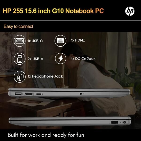 hp 255 G10 Laptop for Home or Work, 64GB RAM, 1TB SSD, 15.6" Full HD, Ryzen 3 7330U (Beat Intel i5-1135G7), HDMI, USB-C, Windows 11 Pro, Business and Fun Ready