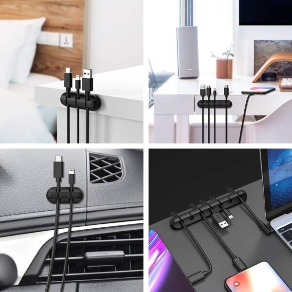 Version 1.0.0 Cord Organizer, Cable Clips Cord Holder, Cable Management USB Cable Power Wire Cord Clips, 2 Packs Cable Organizers for Car Home and Office (5, 3 Slots)