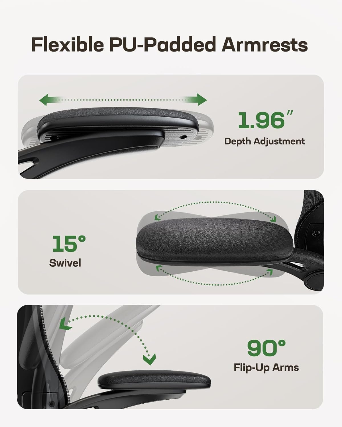 Marsail Ergonomic Office Chair Office Computer Desk Chair with High Back Mesh and Adjustable Lumbar Support Rolling Work Swivel Task Chairs with Wheel 3D Armrests and Headrest - Image 7