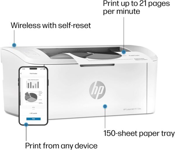 HP LaserJet M110w Wireless Printer, Print, Fast speeds, Easy setup, Mobile printing, Best for small teams