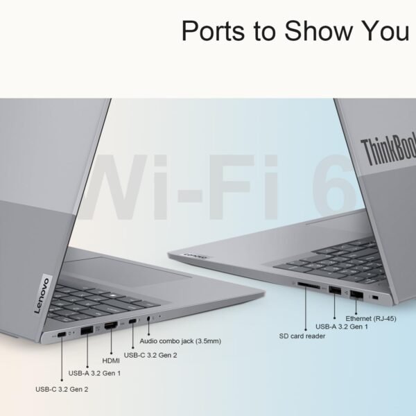 Lenovo ThinkBook 16 Gen 6 Business Laptop, 16" FHD+ Display, 6-Core AMD Ryzen 5 7530U, 16GB RAM, 1TB PCIe SSD, FP Reader, HDMI, SD Card Reader, Backlit Keyboard, Wi-Fi 6, Windows 11 Pro, Grey