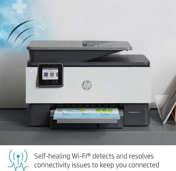 HP OfficeJet Pro 9015 All-in-One Wireless Color Printer, with Smart Home Office Productivity, HP Instant Ink, Works with Alexa (1KR42A)