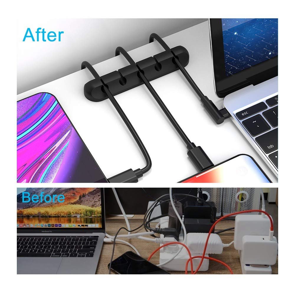 Cord Organizer, Cable Clips Cord Holder, Cable Management USB Cable Power Wire Cord Clips, 2 Packs Cable Organizers for Car Home and Office (5, 3 Slots) - Image 2