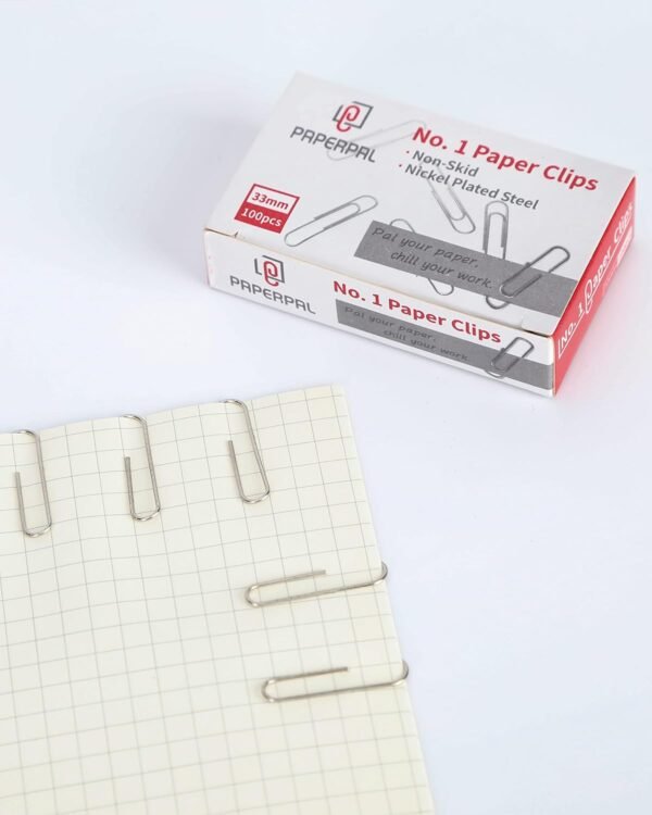 PAPERPAL #1 Nonskid Paper Clips, 600 Medium Paperclips for Office School & Personal Use, Daily DIY, 1-2/7" Silver Heavy Duty Non-Skid Paper Clip Standard Size(6 Boxes of 100 Each)