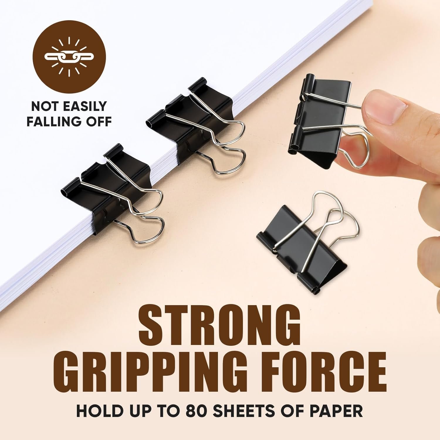 Binder Clips, 48 Pcs Medium Binder Clips, Kalerr Black Binder Clips Medium, 1.25 Inches Binder Clip with Container, Paper Binder Clips Office Supplies, Paper Clamps Bulk for Office, Home, School - Image 3
