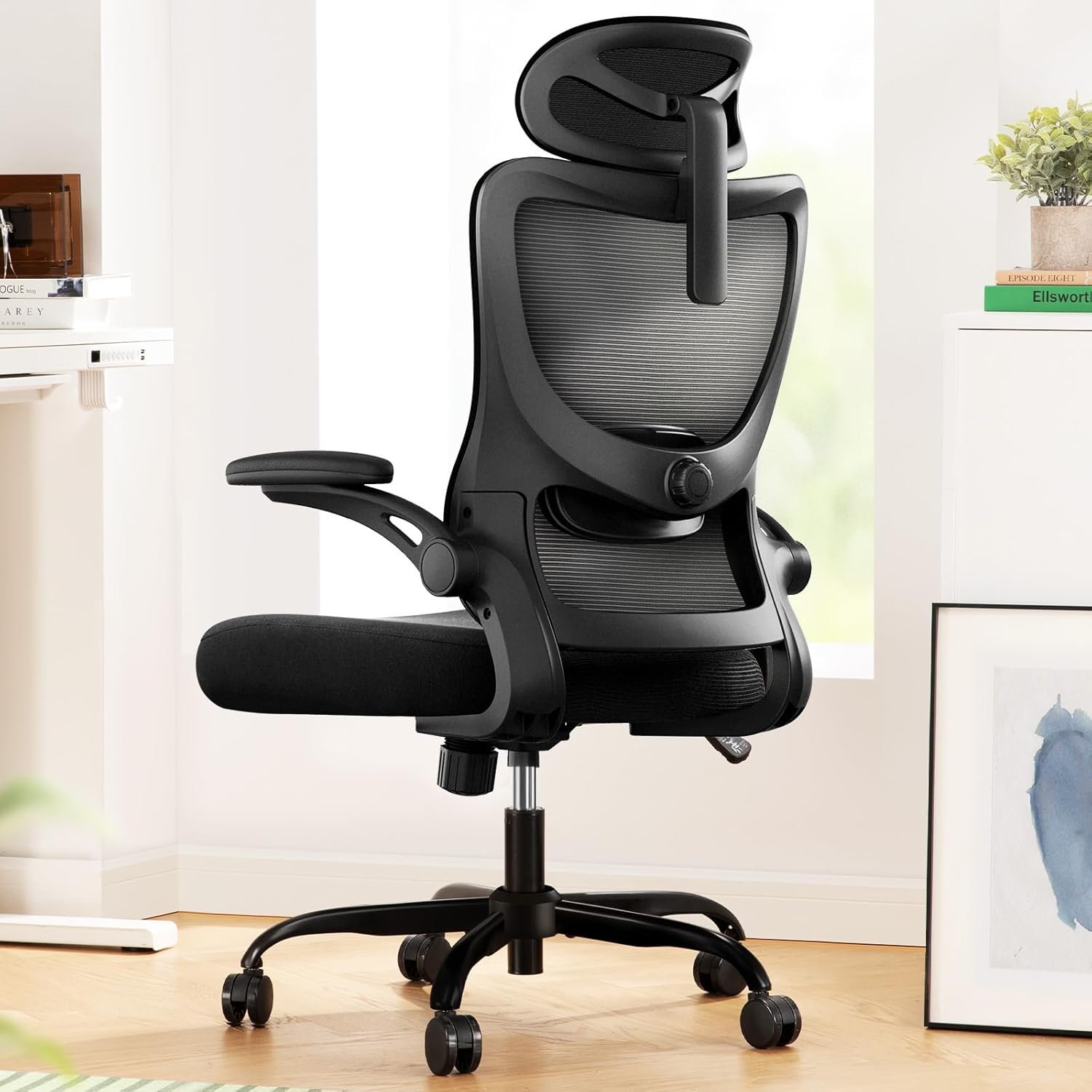 Marsail Ergonomic Office Chair Office Computer Desk Chair with High Back Mesh and Adjustable Lumbar Support Rolling Work Swivel Task Chairs with Wheel 3D Armrests and Headrest