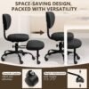 Cross Legged Office Meditation Chair with Wheels - Adjustable Height Yoga Kneeling Chair with Lumbar Support - Black