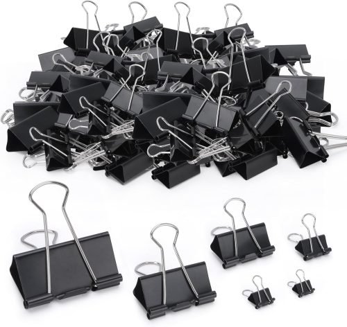 660 PCS Binder Clips Assorted Sizes Including X Large, Large, Medium, Small, X Small and Micro, Office Supplies File Clamps Paper Clips, 6 Sizes in 1 Pack, Metal Black Clamps for School, Home
