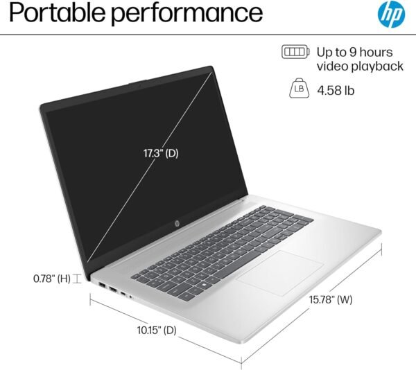 HP 17 Laptop (17.3" FHD Anti-Glare, AMD Ryzen 5 7430U, 32GB RAM, 1TB SSD, 6-Core (> i7-1165G7)), for Business, Enterprise, Students, Long Battery Life, Webcam, Fast Charge, Win 11 Pro w/AI Copilot