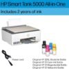 HP Smart-Tank 5000 Wireless All-in-One Ink-Tank Printer with up to 2 years of ink included, mobile print, scan, copy, white, 17.11 x 14.23 x 6.19
