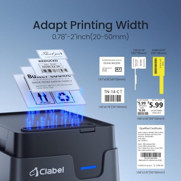 CLABEL Desktop Bluetooth Label Printer CT221D Label Maker Machine with Direct Thermal Printing, 2 Inch Barcode Recepit Sticker Printer for Small Business Address Office with 1 Roll Label