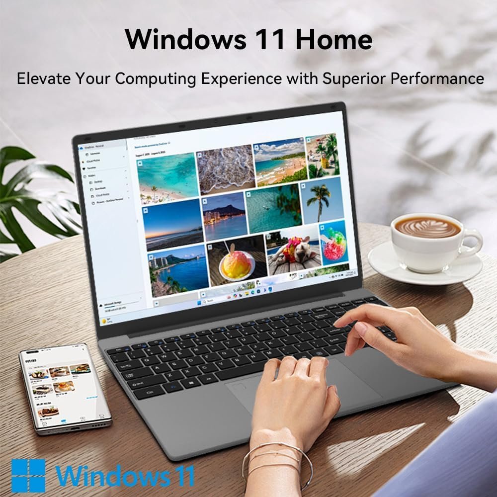 ApoloSign 15.6" Full HD Laptop, 12GB RAM, 512GB SSD, Expandable to 1TB, Intel N5095 Processor, Dual-Band WiFi, 178° Viewing Angle, Dual Speakers-Gray - Image 3