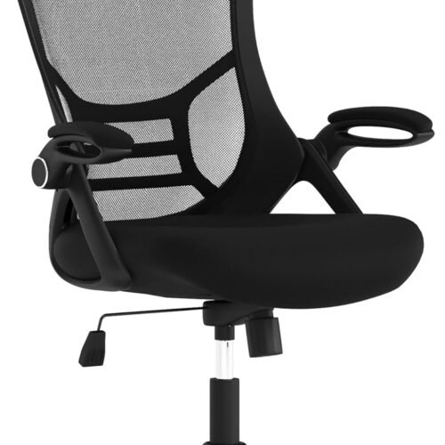 Flash Furniture Porter High Back Black Mesh Ergonomic Swivel Office Chair with Black Frame and Flip-up Arms