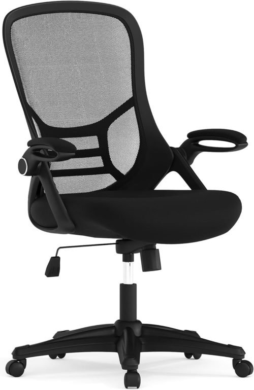 Flash Furniture Porter High Back Black Mesh Ergonomic Swivel Office Chair with Black Frame and Flip-up Arms