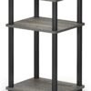 Furinno Just 3-Tier Turn-N-Tube End Table / Side Table / Night Stand / Bedside Table with Plastic Poles, 1-Pack, French Oak Grey/Black