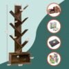 Yoobure Tree Bookshelf - 6 Shelf Retro Floor Standing Bookcase, Tall Wood Book Storage Rack for CDs/Movies/Books, Utility Organizer Shelves Bedroom, Living Room, Home Office, Rustic Brown