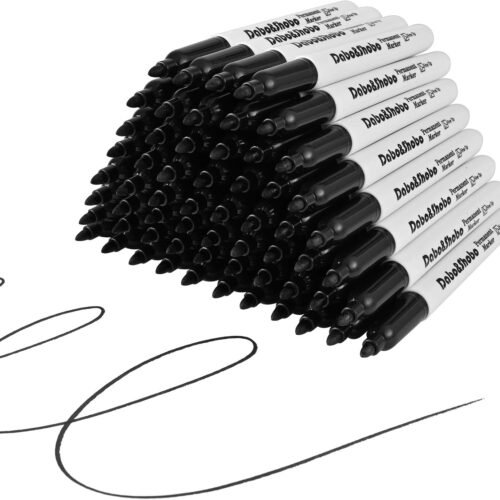 Dabo&Shobo 60 Pack Black Permanent Markers, Fine Point, Assorted Colors, Works on Plastic,Wood,Stone,Metal and Glass for Doodling, Coloring
