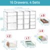 Vtopmart Acrylic Organizer with 16 Drawers (4 Set),Clear Storage Drawers for Office Supplies,Desk Organization and Storage for Makeup,Jewelry,Art Crafts
