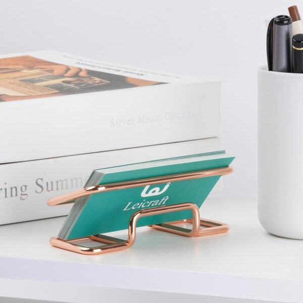 Business Card Holder for Desk, Cute Metal Card Organizers and Office Desk Accessories for Men and Women (Golden)