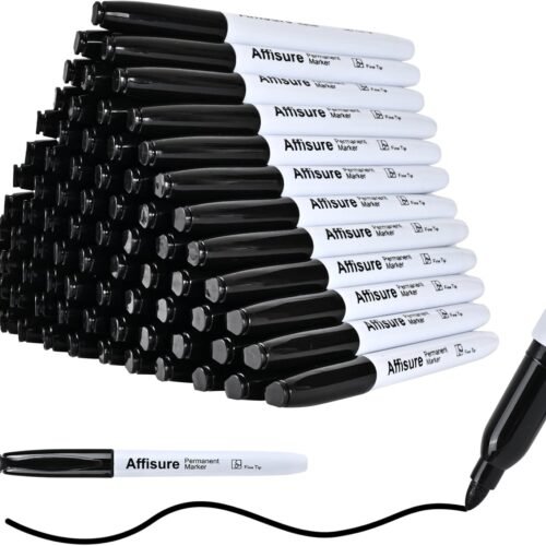 Permanent markers, 100 packs permanent markers bulk, quick drying in one second, waterproof, smooth, not easy to erase, durable, can be marked on glass, tiles and cloth, office supplies …