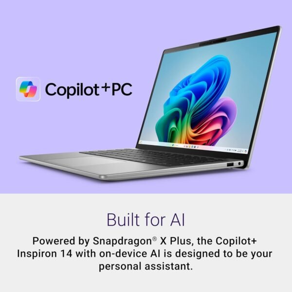 Dell Inspiron 5441 Laptop - 14-inch FHD+ (1920x1200) Display, Snapdragon X Plus - X1P-42-100 Processor, 16GB LPDDR5X RAM, 512GB SSD, Qualcomm Adreno, Windows 11 Home, Onsite Service - Titan Gray