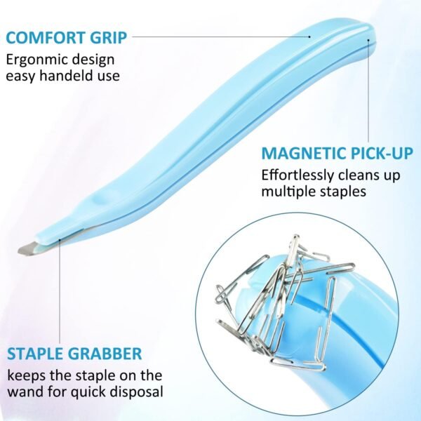 ZZTX 3 PCS Professional Magnetic Staple Remover Puller Rubberized Staples Remover Staple Removal Tool for School Office Home(Blue, Pink, Purple)