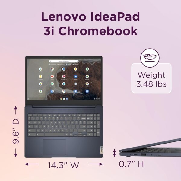 719GYNUdFL._AC_SL1500_.jpg Lenovo IdeaPad 3i Chromebook, 15.6” FHD Display, Intel Celeron N4500, 8GB RAM, 64GB eMMC, 1920x1080 px, 720p Camera, Chrome OS, Abyss Blue
