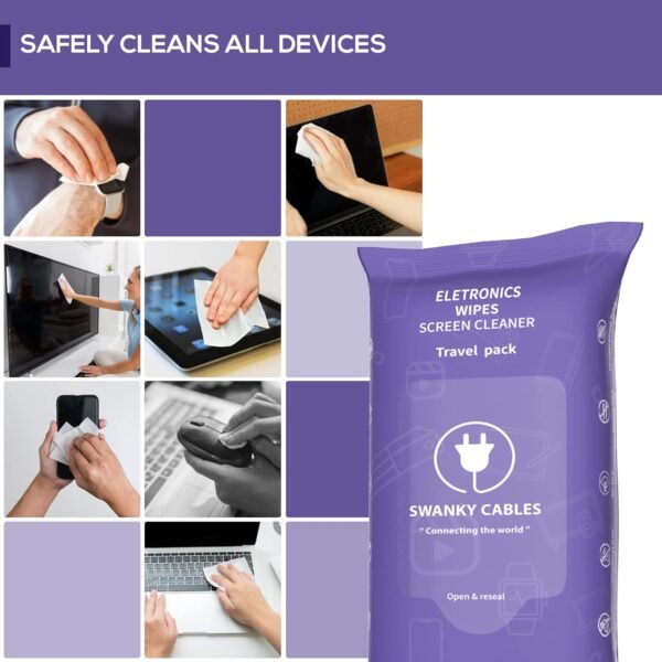 Screen Cleaner Wipes Electronic Wipes for Screens - Computer Screen Wipes for Lens, Phone, Tv Screen and Monitor Cleaning - Tech Wipes & Microfiber Cloth (Soft Wipes, 30 Count)