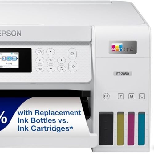 Epson EcoTank ET-2850 Wireless Color All-in-One Cartridge-Free Supertank Printer with Scan, Copy and Auto 2-Sided Printing - White, Medium
