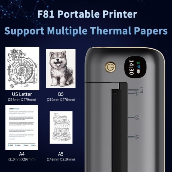 71Ac2jb6pTL._AC_SL1500_.jpg Rongta Portable Printers Wireless for Travel, WiFi & Bluetooth Mobile Printer, Thermal Inkless Printer for School/Office/Home Use, Compatible with Android,iOS & Laptop (F81)