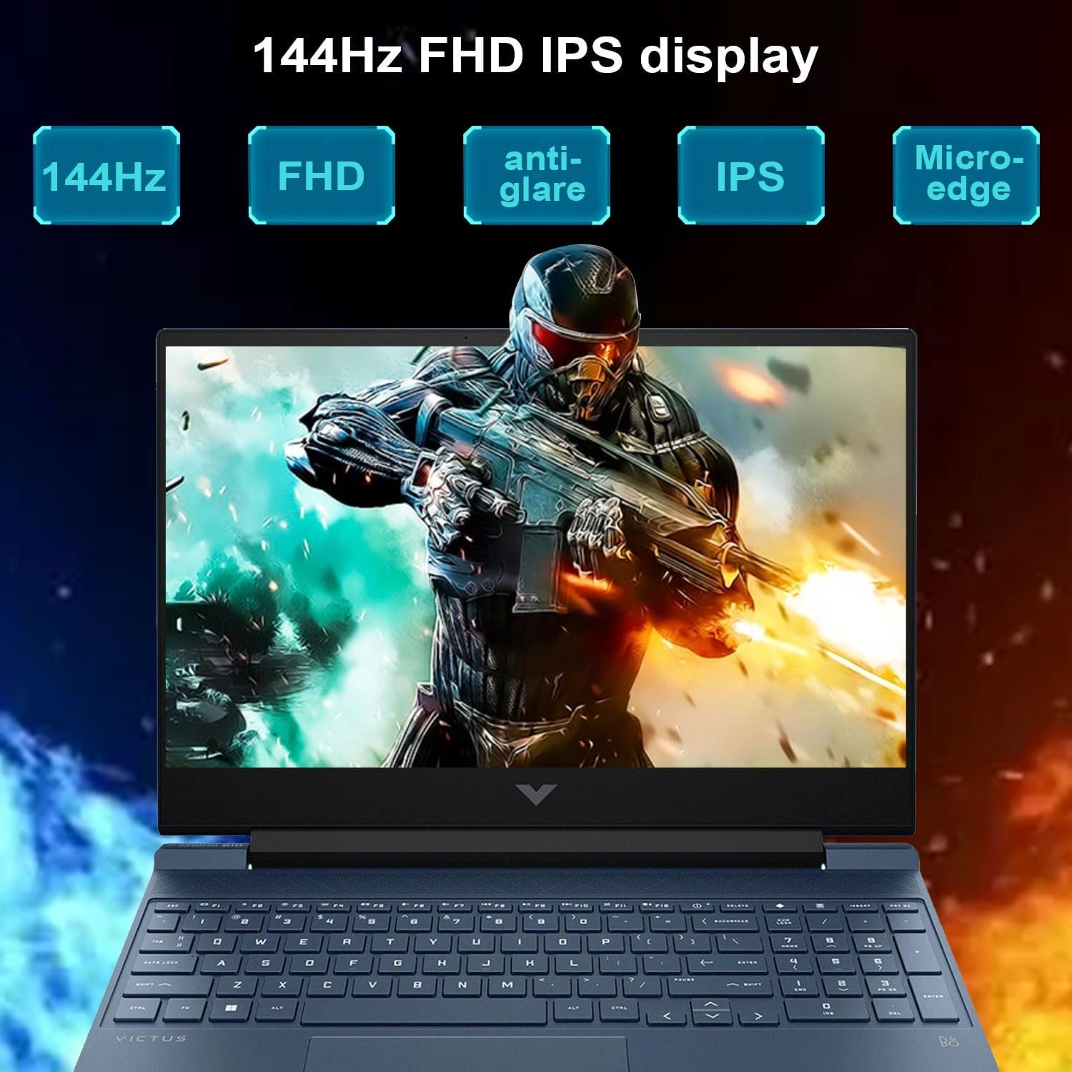 HP Victus 15.6 i5 Gaming Laptop, 15.6" FHD 1920*1080 144Hz, Intel Core i5-12450H, NVIDIA GeForce RTX 3050, 32GB RAM, 1TB SSD, Backlit KB, Touchpad, SD Card Reader, Webcam, HDMI, Wi-Fi 6, W11 H, Blue - Image 3