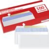 #10 Envelopes Letter Size Self Seal | 100 Business Mailing Security Peel and Sealing Envelope | 100% Tinted | no 10 White Windowless Legal Regular Plain Envelops Pack | 4-1/8 x 9-1/2 Inches | 24 LB