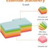 Amazon Basics Bulk Sticky Notes Office Supplies for Desk, 3x3 inch, 12-Pack, Assorted Colors