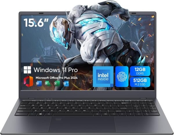 15.6 inch Win11 Laptop Computer, 1920x1080 IPS Screen, 12GB DDR5 RAM / 512GB SSD, N95(Beats N5095) Processor Notebook PC, Support Fingerprint, WiFi 5, BT, Full Size Keyboard