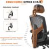 Sweetcrispy Office Computer Desk Chair, Ergonomic High-Back Mesh Rolling Work Swivel Chairs with Wheels, Comfortable Lumbar Support, Comfy Arms for Home, Bedroom, Study, Student, Black