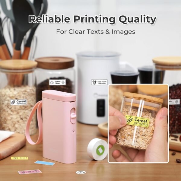 Nelko Label Maker Machine with Tape, P21 Bluetooth Label Printer, Wireless Mini Label Makers with Multiple Templates for Organizing Office Home, Pink