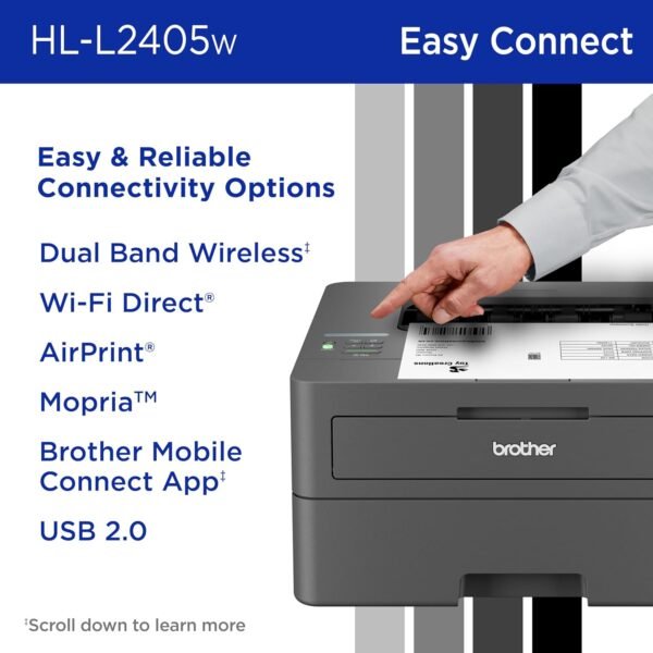 71ENJ4iIymL._AC_SL1500_.jpg Brother HL-L2405W Wireless Compact Monochrome Laser Printer with Mobile Printing, Black & White Output | Includes Refresh Subscription Trial(1), Amazon Dash Replenishment Ready