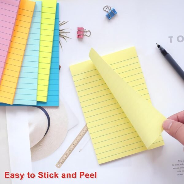 9 Pack Lined Sticky Notes 4X6 in Post, 9 Pastel Colors Large Ruled Post Sticky Colorful Super Sticking Power Memo Pads Strong Adhesive, Sticky Notes with Lines Office, Home, 35 Sheets/pad
