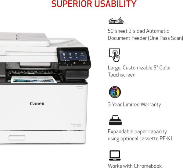 Canon Color imageCLASS MF753Cdw - Wireless Duplex Laser Printer, All-In-One with Scanner, Copier, Fax, Auto Document Feeder, Mobile Ready, 3 Year Limited Warranty, 35 PPM, White