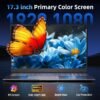 Windows 11 Laptops, 17.3 Inch Laptop Computer with Core i3 CPU, 4GB DDR4 128GB SSD, 60800mWh Battery, FHD IPS Display, Type-C, 5G WiFi, BT4.2, Webcam, USB3.2, HDMI, for Student and Business