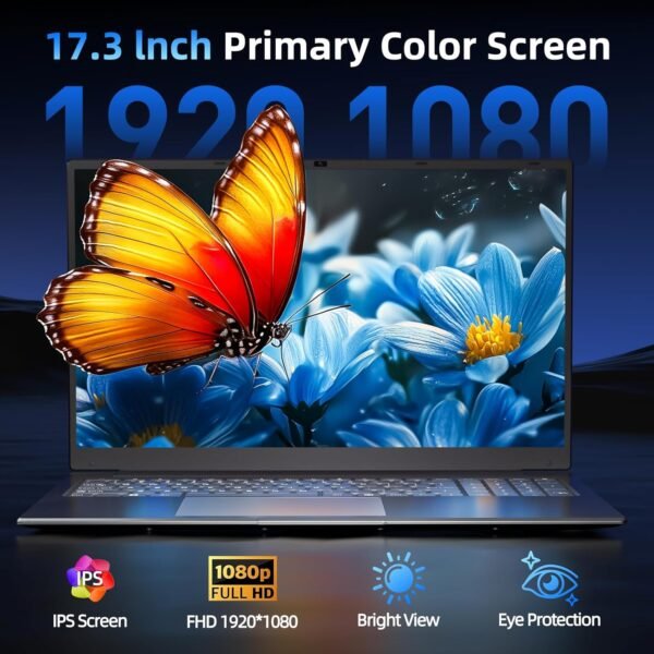 Windows 11 Laptops, 17.3 Inch Laptop Computer with Core i3 CPU, 4GB DDR4 128GB SSD, 60800mWh Battery, FHD IPS Display, Type-C, 5G WiFi, BT4.2, Webcam, USB3.2, HDMI, for Student and Business