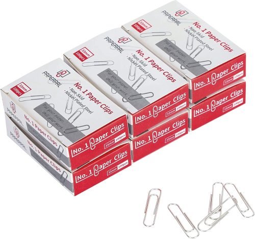 PAPERPAL #1 Nonskid Paper Clips, 600 Medium Paperclips for Office School & Personal Use, Daily DIY, 1-2/7" Silver Heavy Duty Non-Skid Paper Clip Standard Size(6 Boxes of 100 Each)
